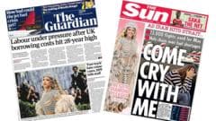 The Papers: 'Borrowing costs hit 28-year high' and 'Come cry with me'